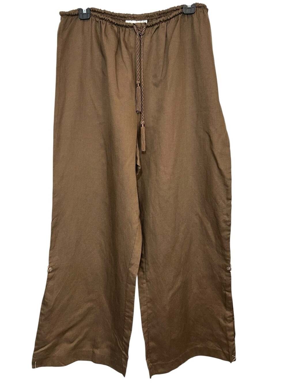 Soft Surroundings Wide leg TENCEL linen pants Elastic Waist NEW L